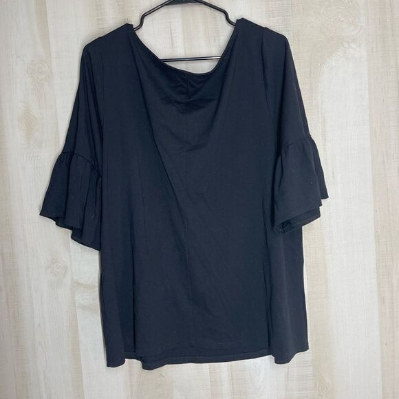 Lane Bryant black pullover short ruffle sleeve top, size 18/20 - Picture 14 of 14